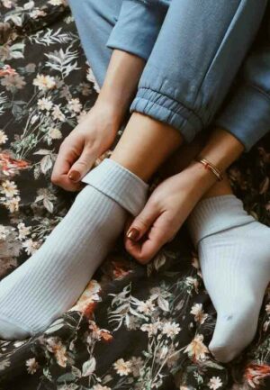 Bawełniane skarpetki damskie Steven 062 błękitne